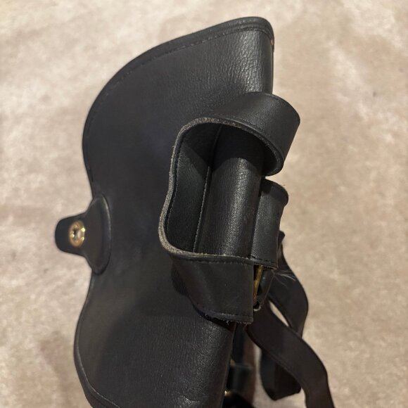 Black Vintage Coach Drawstring Backpack with Front Flap and Turn Closure - Picture 11 of 12